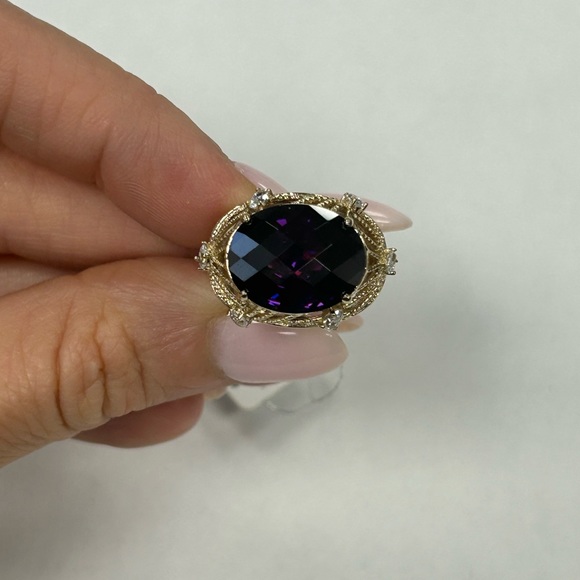 Suzy Levian Yellow Sterling Silver Purple & White CZ Rings NWT - Picture 5 of 6